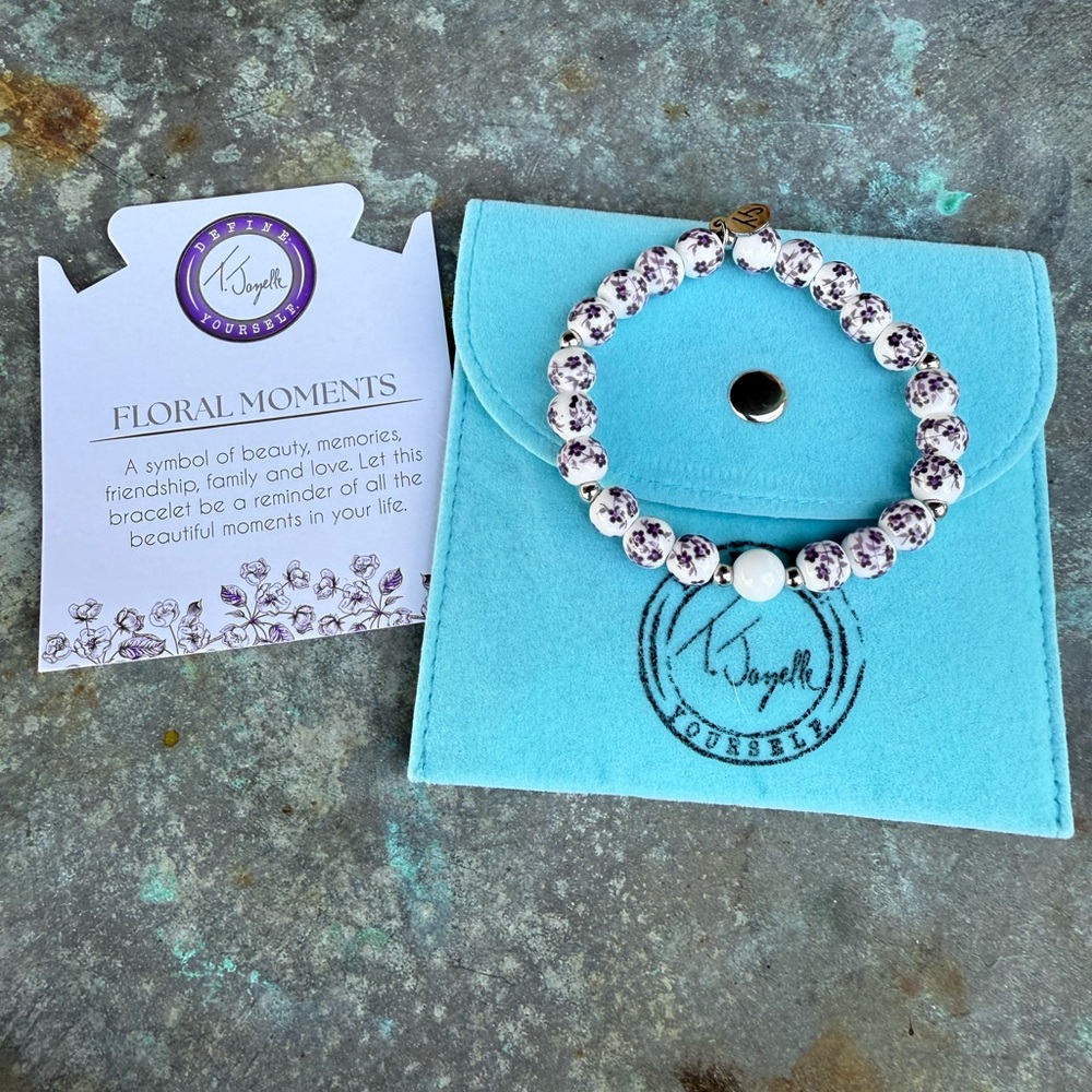 T Jazelle Floral Moments Purple and White Bracelet